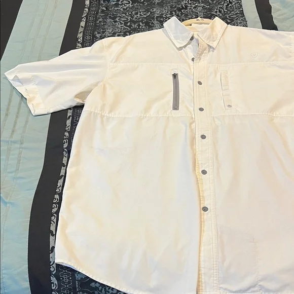 Ariat Men's Casual Button Down Shirt - White - Picture 3 of 10